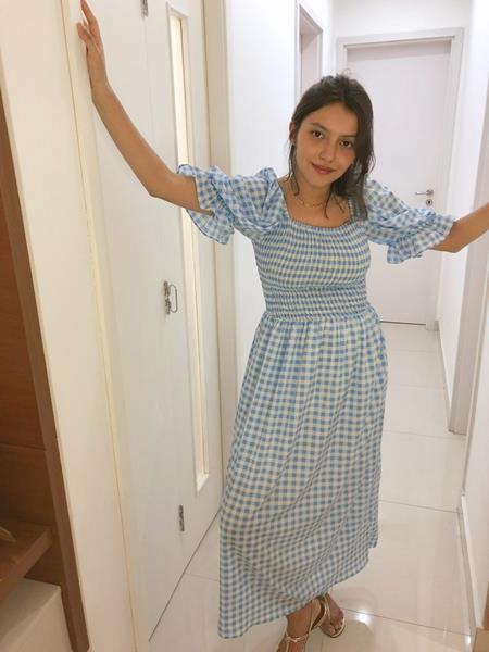 Vestido midi com estampa xadrez vichy e lastex - Sisal Jeans - Vestido  Feminino - Magazine Luiza